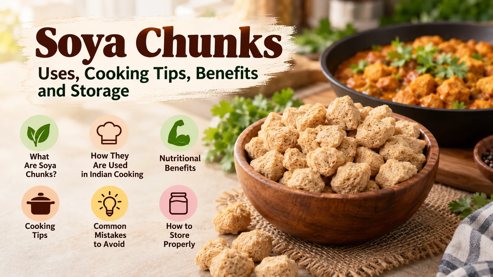 Soya Chunks: Uses, Cooking Tips, Benefits and Storage   Copy Title